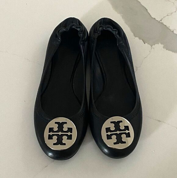 Tory Burch Shoes - Tory Burch Black Reva Leather Ballet Flats Size 6